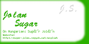 jolan sugar business card